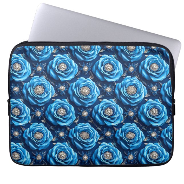 Blue roses Luxury Floral Night Design🌹 Laptop Fodral (Framsidan)