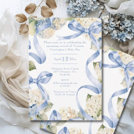 Blue Rosett band & Hydrangeas Boy Shower Inbjudningar