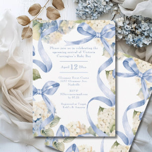 Blue Rosett band & Hydrangeas Boy Shower Inbjudningar