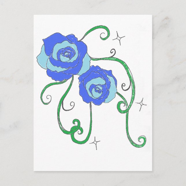 Blue Rosor Vykort (Framsida)
