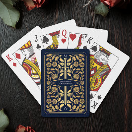 Blue Royal Medieval Guld Sword Monogram Casinokort