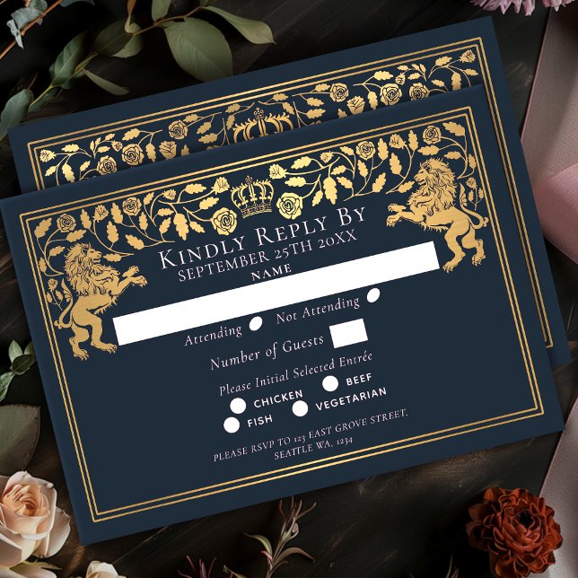 Blue Royal Medieval Lion Wedding OSA Kort (Skapare uppladdad)