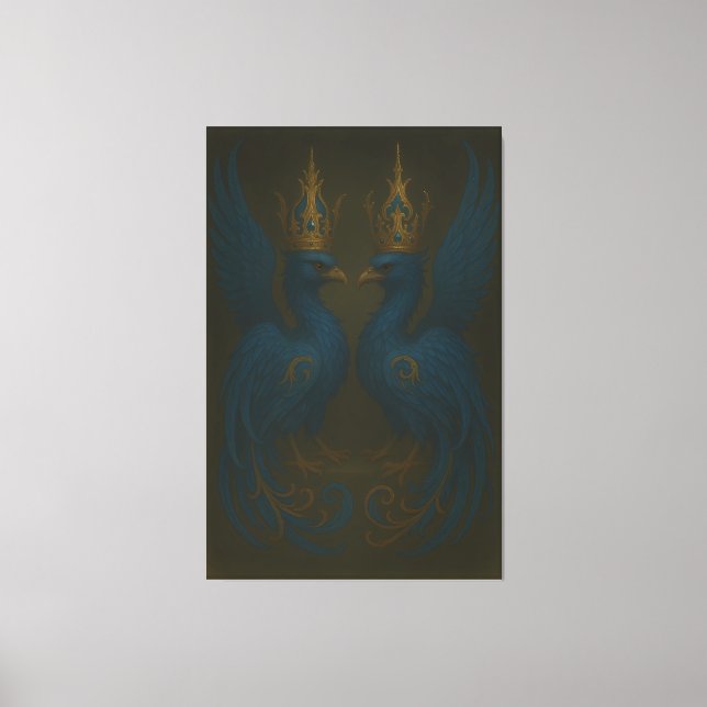 Blue Royal Phoenix Duo · Luxury Canvas Print (Framsida)