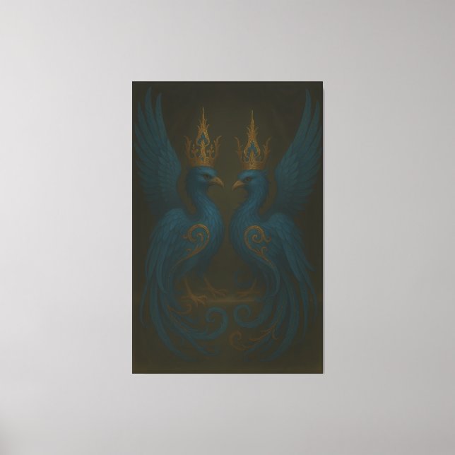 Blue Royal Phoenix Duo · Luxury Canvas Print (Framsida)