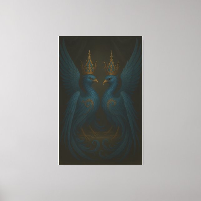 Blue Royal Phoenix Duo · Luxury Canvas Print (Framsida)