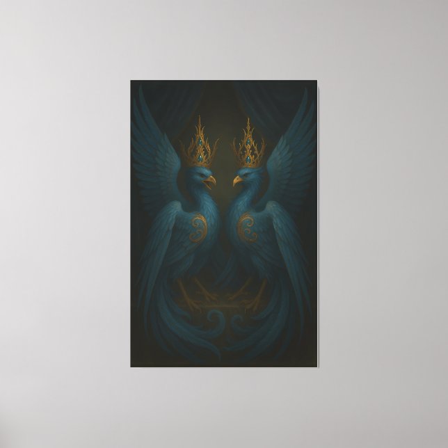 Blue Royal Phoenix Duo · Luxury Canvas Print (Framsida)