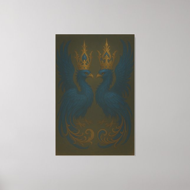 Blue Royal Phoenix Duo · Luxury Canvas Print (Framsida)