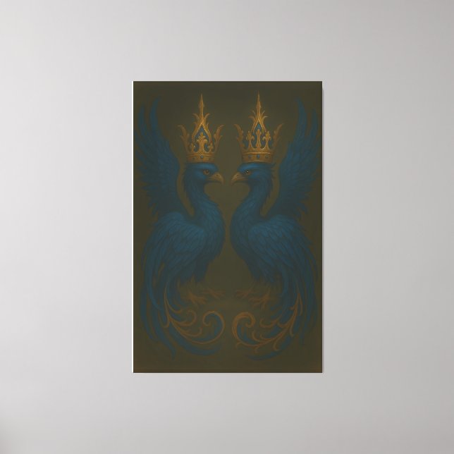 Blue Royal Phoenix Duo · Luxury Canvas Print (Framsida)