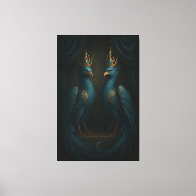 Blue Royal Phoenix Duo · Luxury Canvas Print (Framsida)