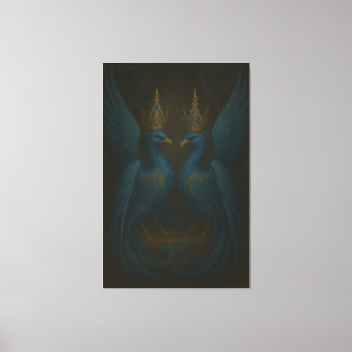 Blue Royal Phoenix Duo · Lyxig Canvastryck