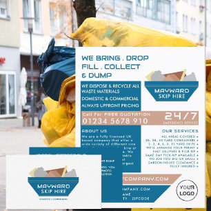 Blue Rubbish Skip Design, Skip/Dumpster Company Visitkort