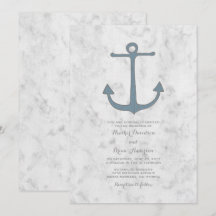 Blue Rustic Anchor Wedding bjudes in