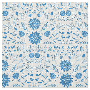 Blue Rustic-Blommönster Tyg
