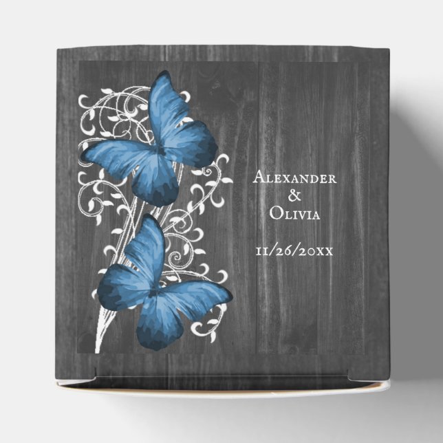 Blue Rustic Butterfly Wedding Favor Box Presentaskar (Överdel)