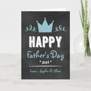 Blue Rustic Chalkboard Fars dag-kort för Lycklig Kort
