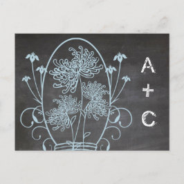 Blue Rustic Chalkboard Mason Burk Menu Choice OSA Inbjudan Vykort