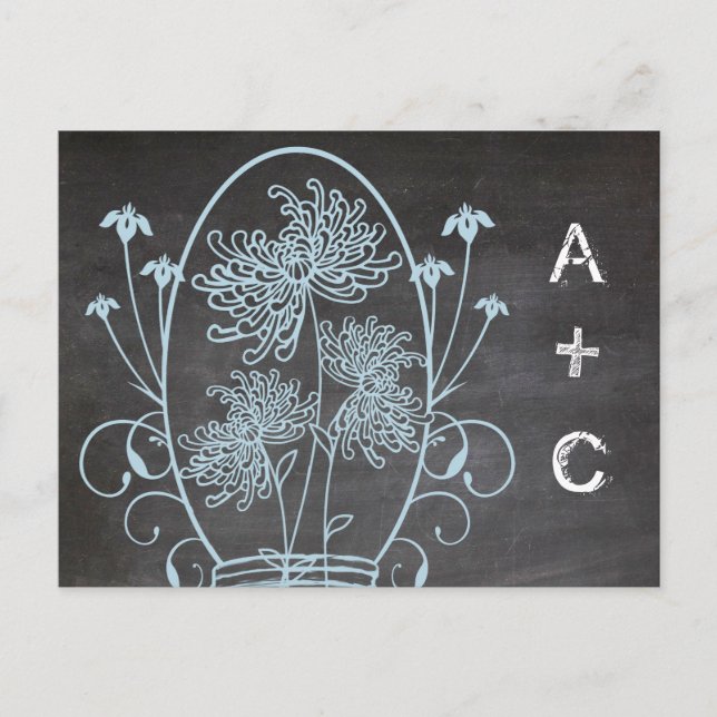 Blue Rustic Chalkboard Mason Burk Menu Choice OSA Inbjudan Vykort (Framsida)