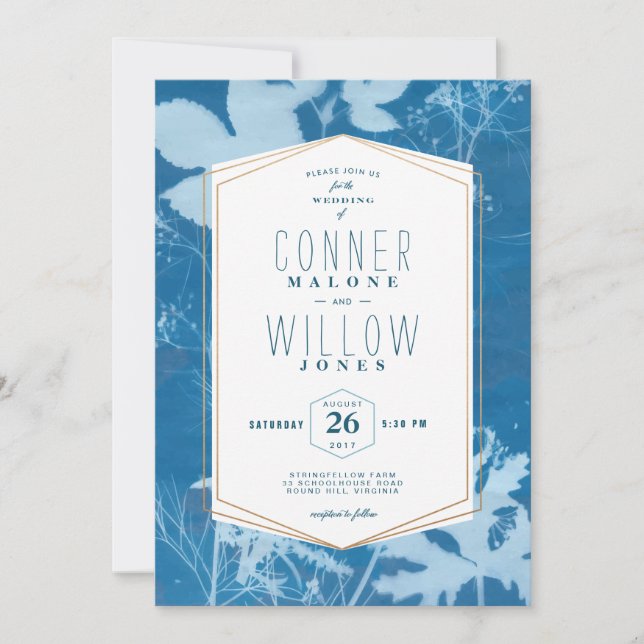 Blue Rustic Höst löv, Fall Inbjudningar (Framsida)