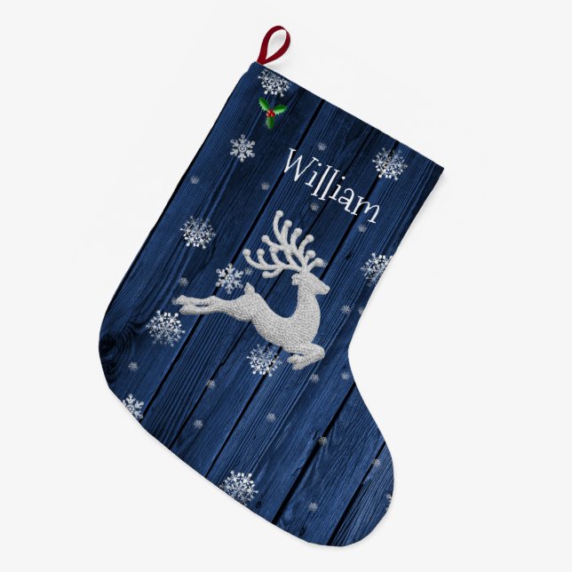 Blue Rustic julrenar Stocking Stor Julstrumpa (Framsidan (Hängande))