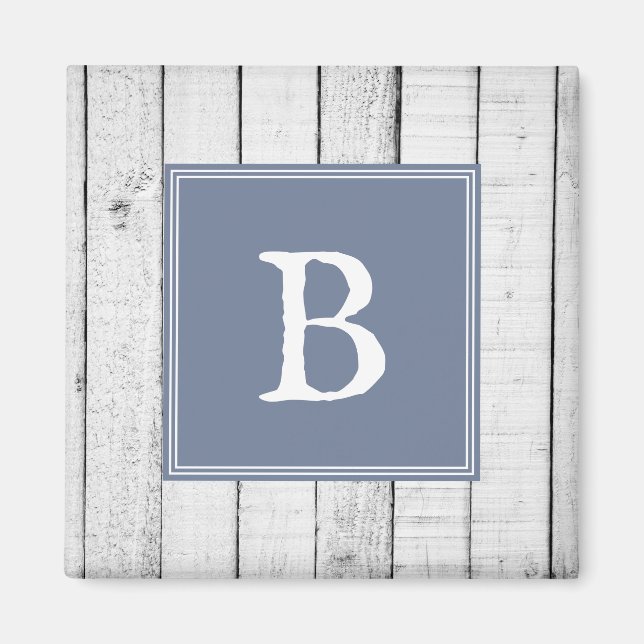 Blue Rustic Monogram Magnet (Framsidan)