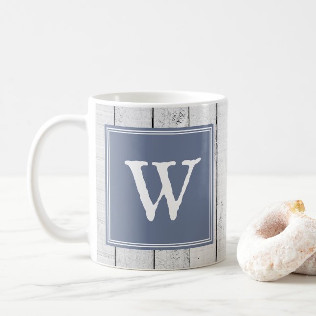 Blue Rustic Monogram Mugg (Med munk)