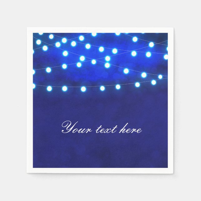 Blue Rustic Night String Ljus Bröllop Napkins Pappersservett (Framsidan)