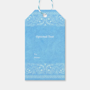 Blue Rustic Paisley Land Westerna Bröllop Presentetikett