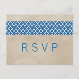 Blue Rustic Quatrefoil OSA Postcard Inbjudan Vykort