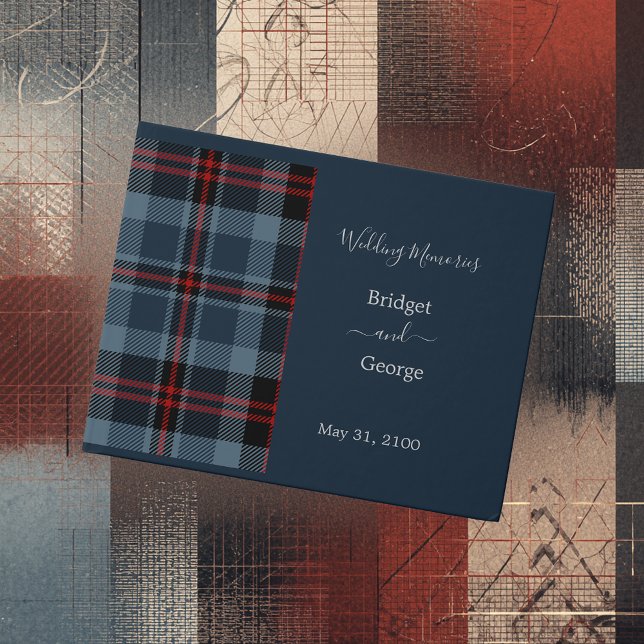 Blue Rustic Scottish Tartan Bröllop Gästböcker (Skapare uppladdad)