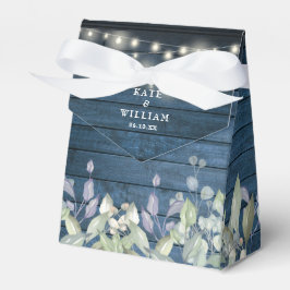 Blue Rustic String Ljus Greenery Foliage Bröllop Presentaskar