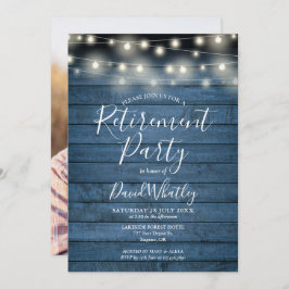 Blue Rustic String Ljus Photo Pension Party Inbjudningar