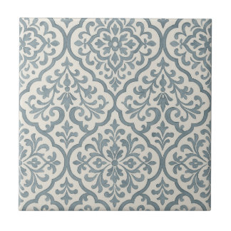Blue Rustic Watercolor Moroccan Blommigt Kakelplatta