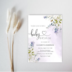 Blue Rustic WildblomBoy Baby Shower-inbjudan Inbjudningar