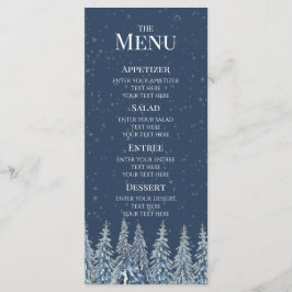 Blue Rustic Winter Forest Wedding Menu Meny