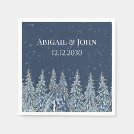 Blue Rustic Winter Forest Wedding Napkin Pappersservett