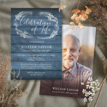 Blue Rustic Wood Funeral Firande of Life Photo
