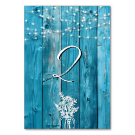Blue Rustic Wood String Ljus Mason Burk Elegant Bordsnummer