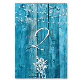 Blue Rustic Wood String Ljus Mason Burk Elegant Bordsnummer