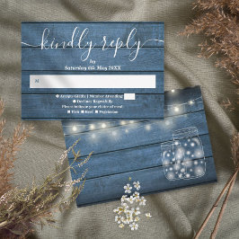 Blue Rustic Wood String Ljus Mason Burk OSA Kort