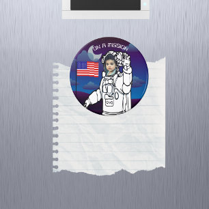Blue Rymden American Flagga Astronaut Photo Magnet