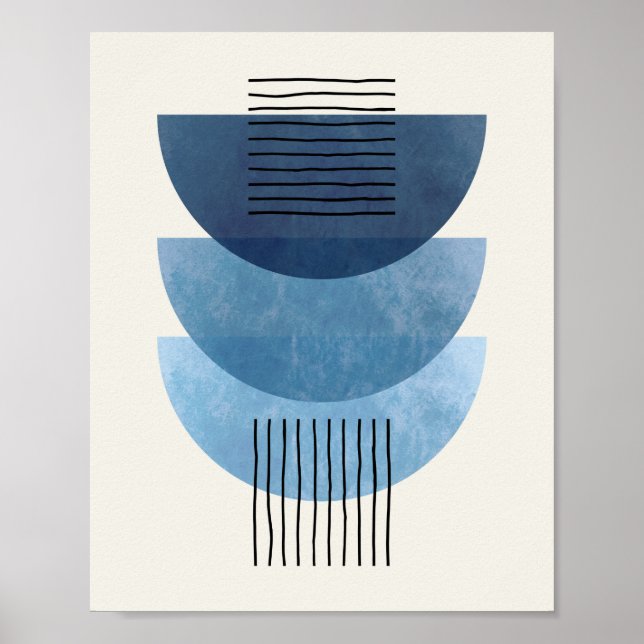 BLUE:s moderna abstrakt i mitten av århundradet Poster (Framsidan)