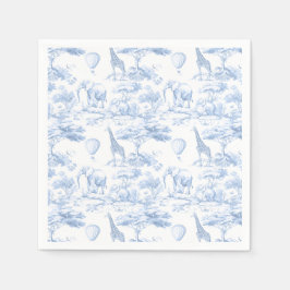 Blue Safari Animals Toile de Jouy Baby duscha Pappersservett