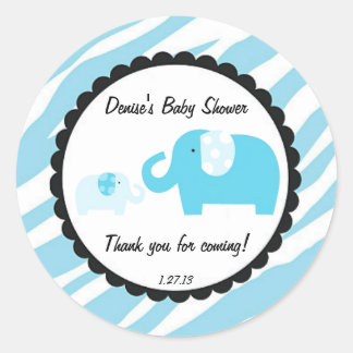 Blue Safari Elephant Sticker Runt Klistermärke