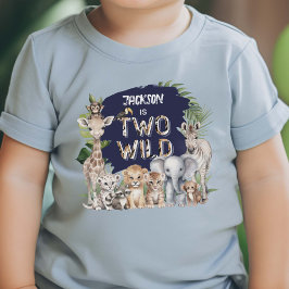Blue Safari Jungle Två Vilder Boy 2nd Birthday MÄR T Shirt