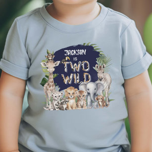 Blue Safari Jungle Två Vilder Boy 2nd Birthday MÄR T Shirt