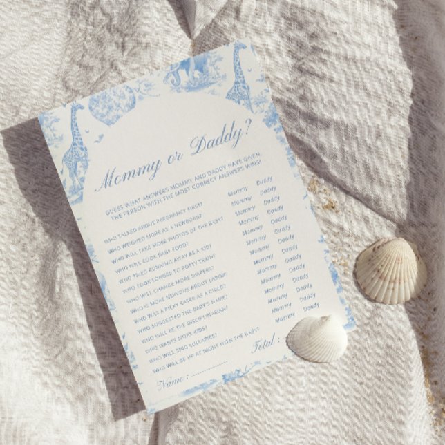 Blue Safari Toile de Jouy Mommy or daddy Games (Skapare uppladdad)