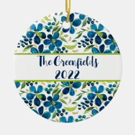 Blue Sage Blommigt Anpassade Ceramic Ornament