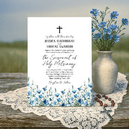 Blue & Sage Boho Chic Wildblommor Catholique Bröll Inbjudningar