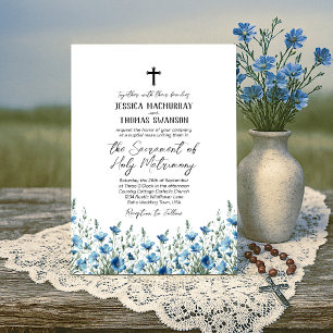 Blue & Sage Boho Chic Wildblommor Catholique Bröll Inbjudningar
