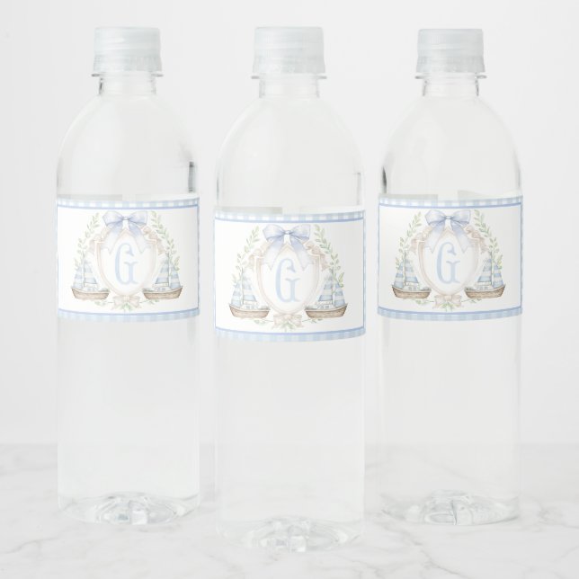 Blue Sailboat Baby Shower Water Bottle Labels Vattenflaskor Etikett (Flaskor)